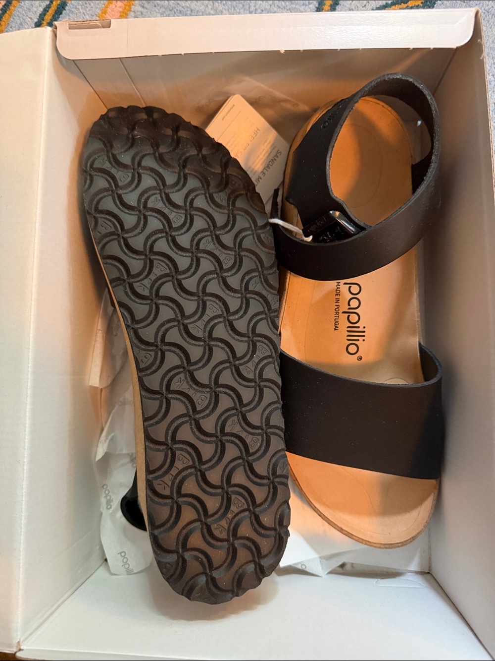 Papillio Black Cork Platform Sandals with Wide Straps Glenda - Picture 2 of 3